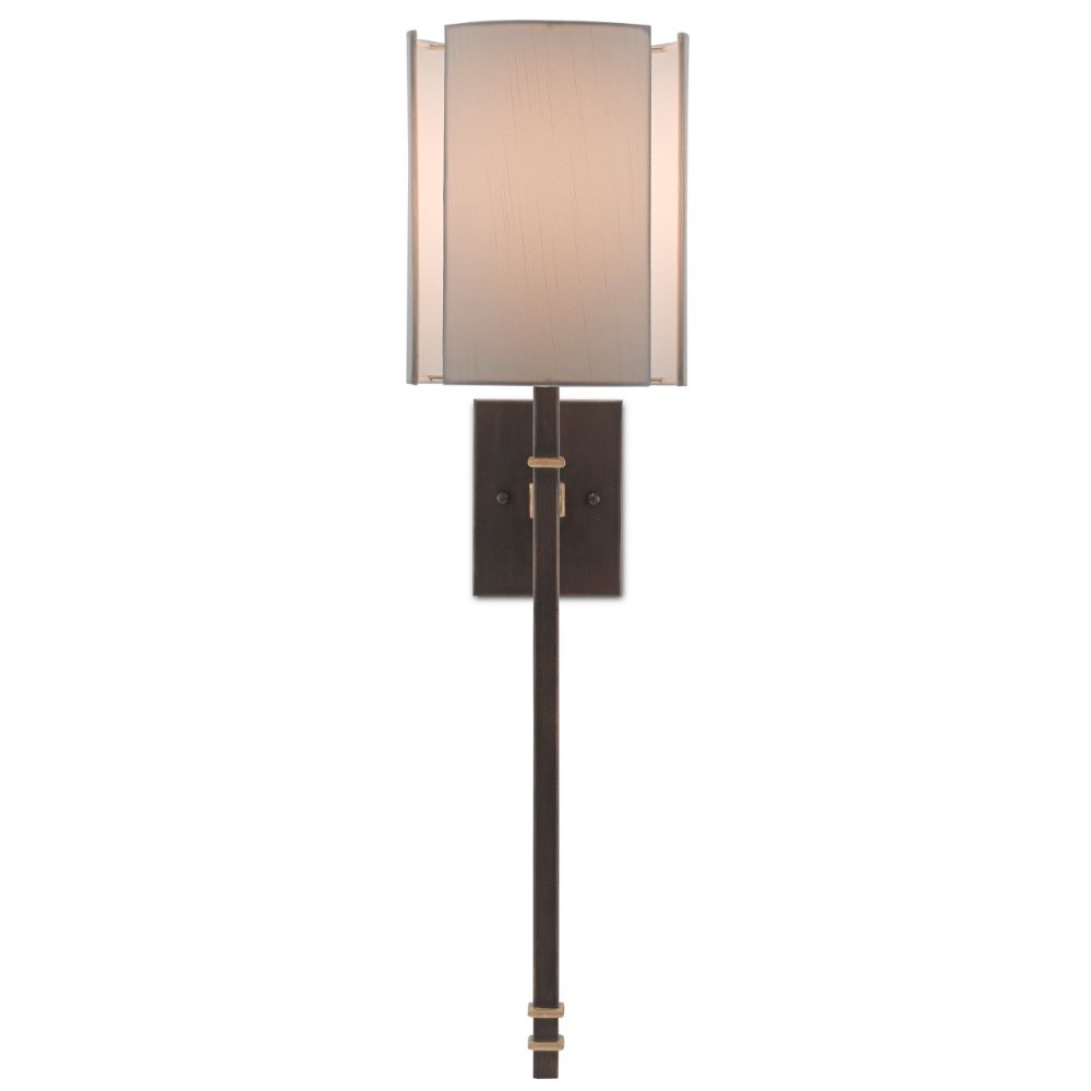 Currey & Company 5000-0119 Rocher Wall Sconce in Hand Rubbed Bronze/Contemporary Gold Leaf