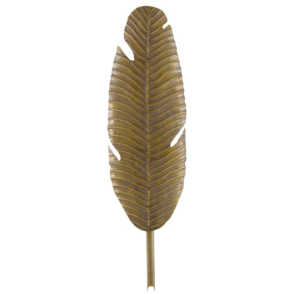 Currey & Company 5000-0127 Tropical Leaf Wall Sconce in Vintage Brass