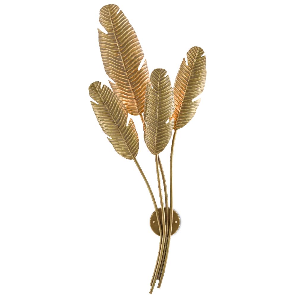 Currey & Company 5000-0128 Tropical Wall Sconce in Vintage Brass