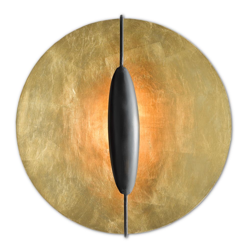Currey & Company 5000-0130 Pinders Wall Sconce in Contemporary Gold Leaf/Painted Contemporary Gold/French Black