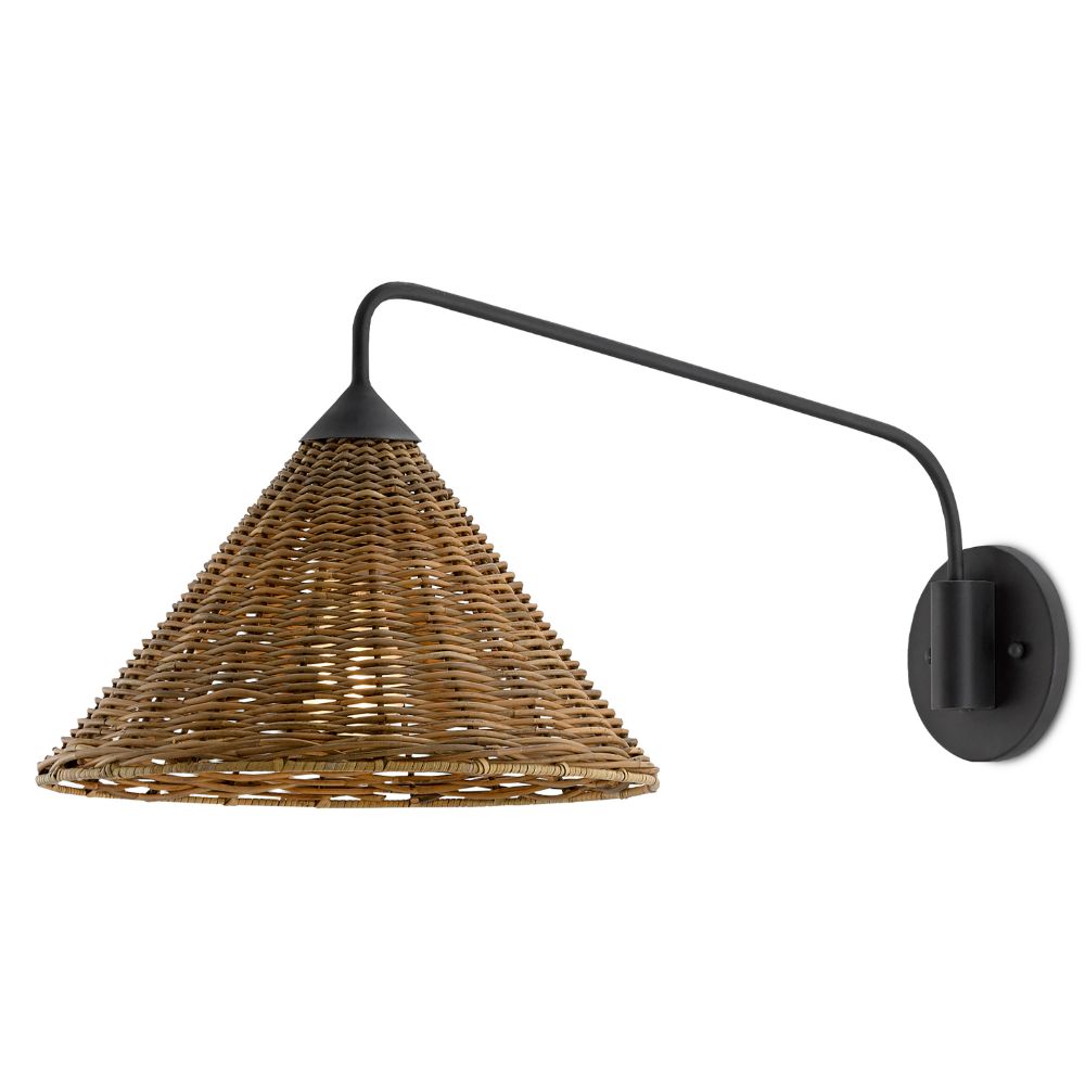 Currey & Company 5000-0139 Basket Swing Arm Sconce in Blacksmith/Natural