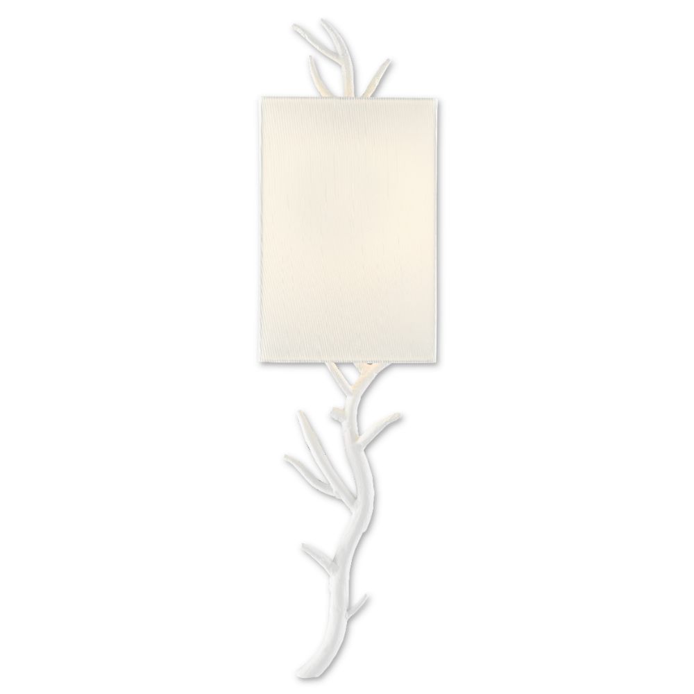 Currey & Company 5000-0148 Baneberry Wall Sconce, Left in Gesso White