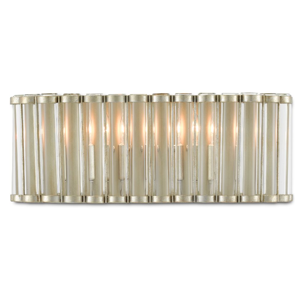 Currey & Company 5000-0187 Warwick Wall Sconce in Contemporary Silver Leaf/Clear