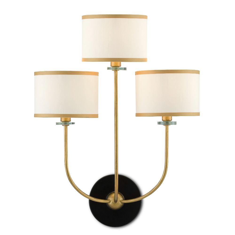 Currey & Company 5000-0192 Croydon Wall Sconce in Brass/Satin Black/White