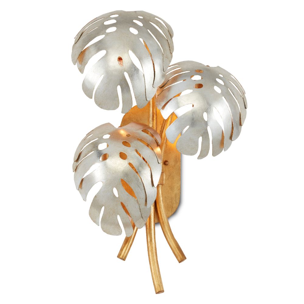 Currey & Company 5000-0199 Elder Wall Sconce in Contemporary Gold Leaf / Contemporary Silver Leaf