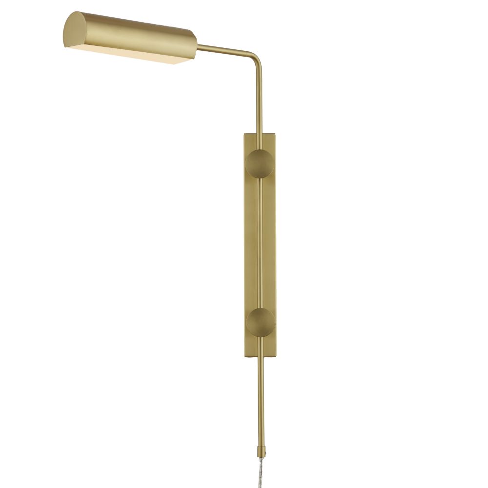 Currey & Company 5000-0201 Satire Brass Swing-Arm Wall Sconce in Brushed Brass