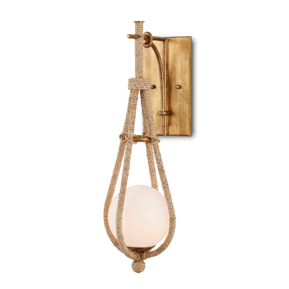 Currey & Company 5000-0211 Passageway Wall Sconce in Natural Rope / Dorado Gold / Frosted