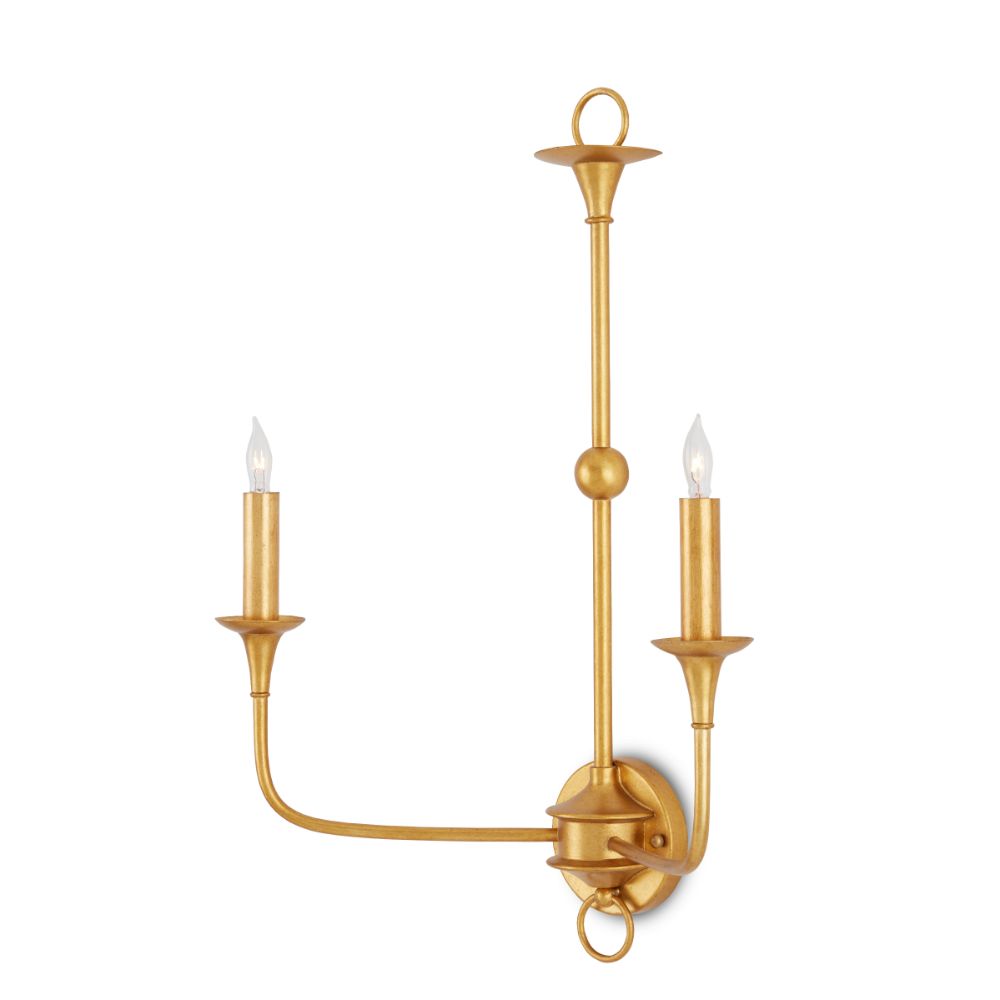 Currey & Company 5000-0214 Nottaway Gold Large Wall Sconce in Contemporary Gold Leaf