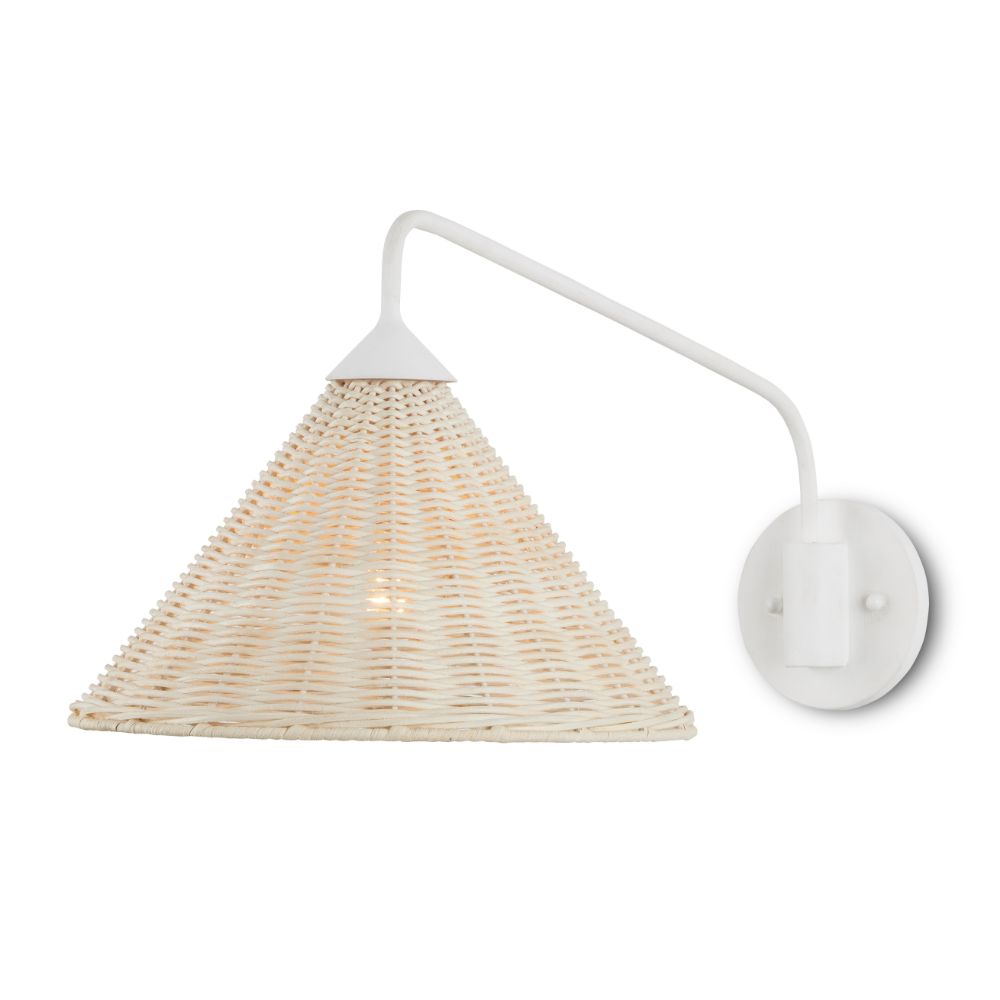 Currey & Company 5000-0219 Basket White Swing-Arm Wall Sconce in Gesso White / Bleached White