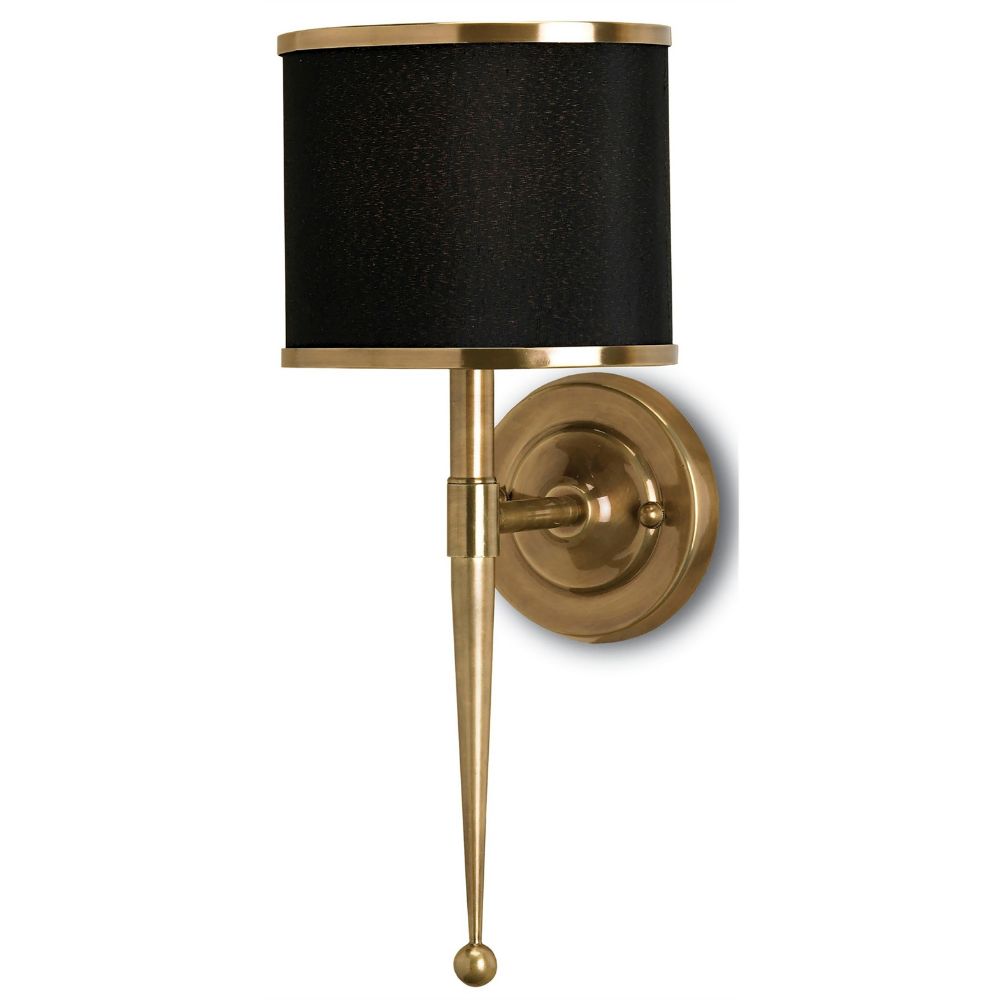 Currey & Company 5021 Primo Black Brass Wall Sconce in Brass