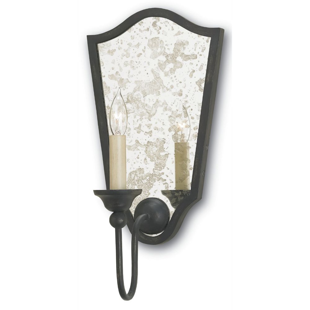 Currey & Company 5155 Marseille Wall Sconce in French Black/Antique Mirror