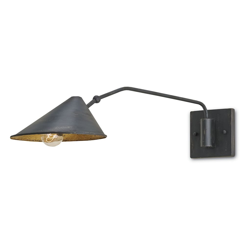 Currey & Company 5177 Serpa Single Wall Sconce in French Black/Gold Leaf
