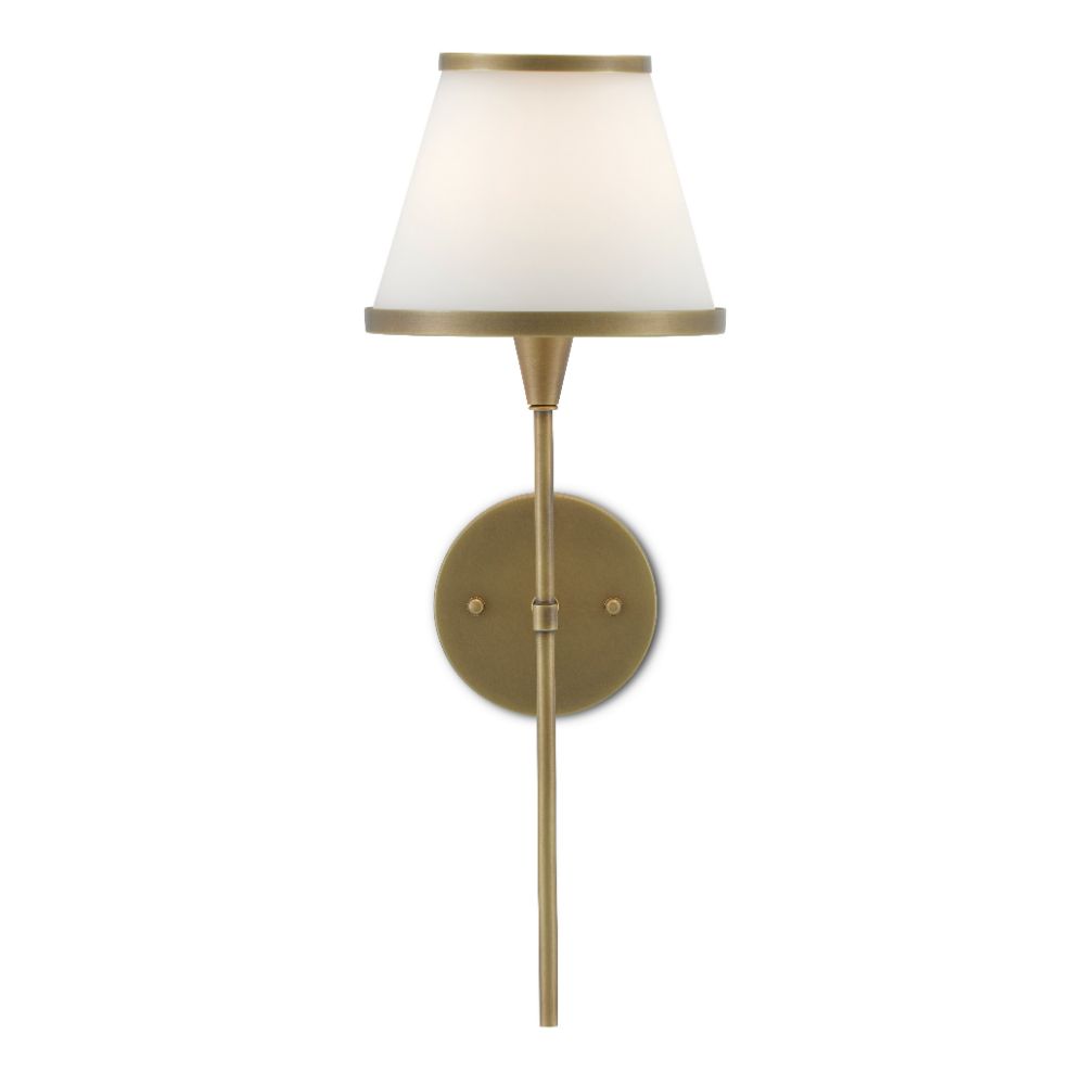Currey & Company 5800-0001 Brimsley Brass Wall Sconce in Antique Brass/Opaque Glass