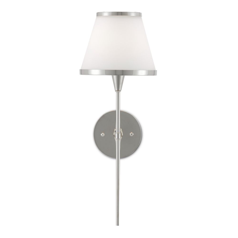 Currey & Company 5800-0002 Brimsley Nickel Wall Sconce in Polished Nickel/Opaque Glass