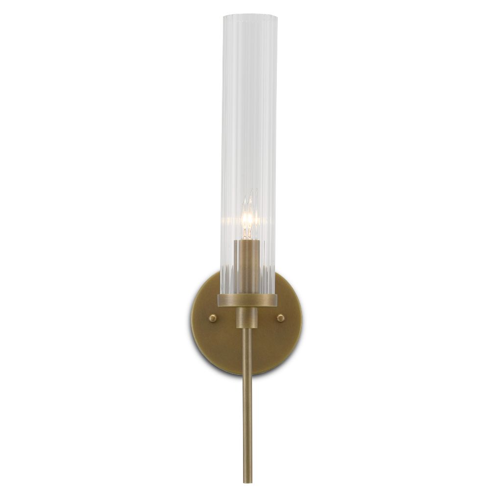 Currey & Company 5800-0004 Bellings Brass Wall Sconce in Antique Brass/Clear