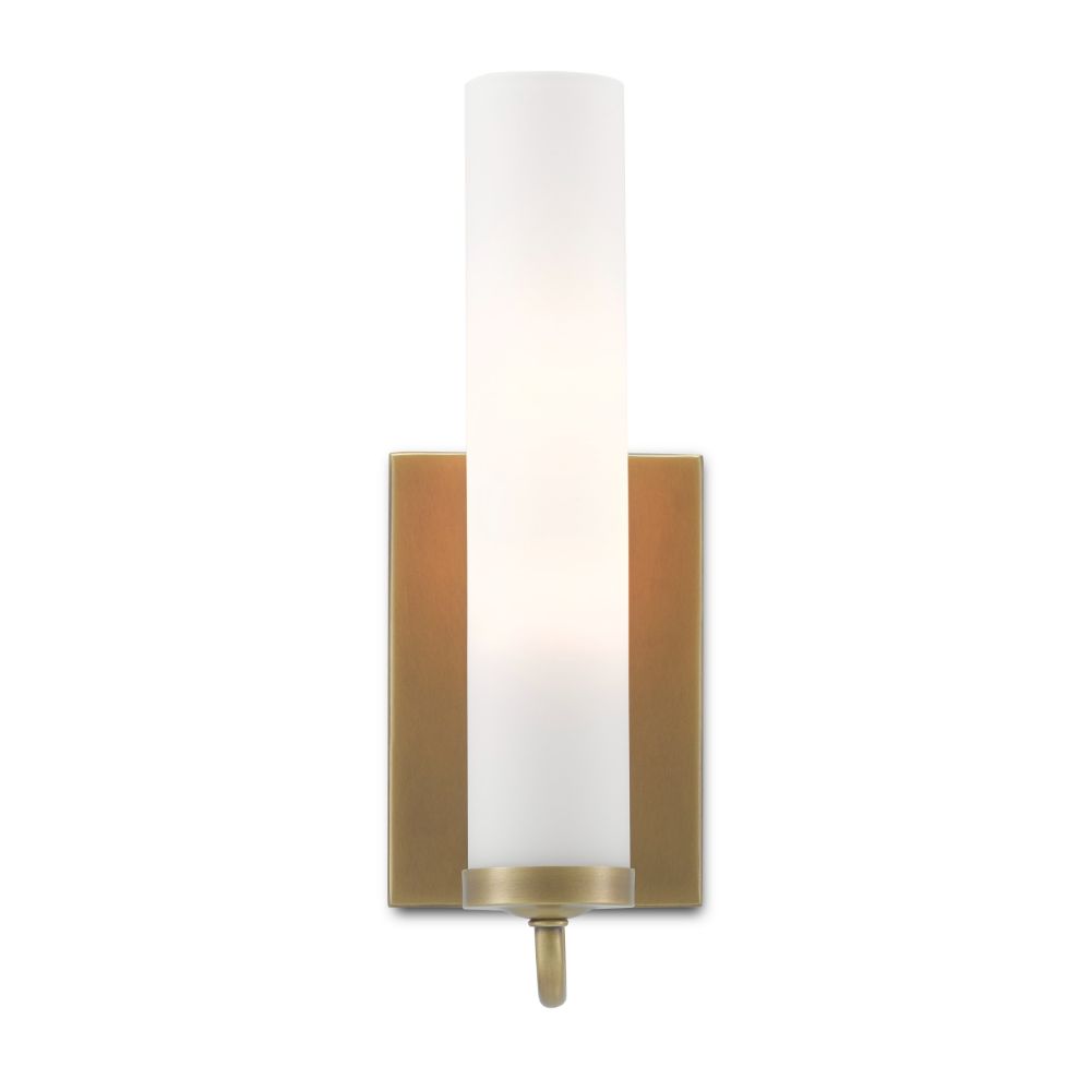 Currey & Company 5800-0010 Brindisi Brass Wall Sconce in Antique Brass/Opaque Glass