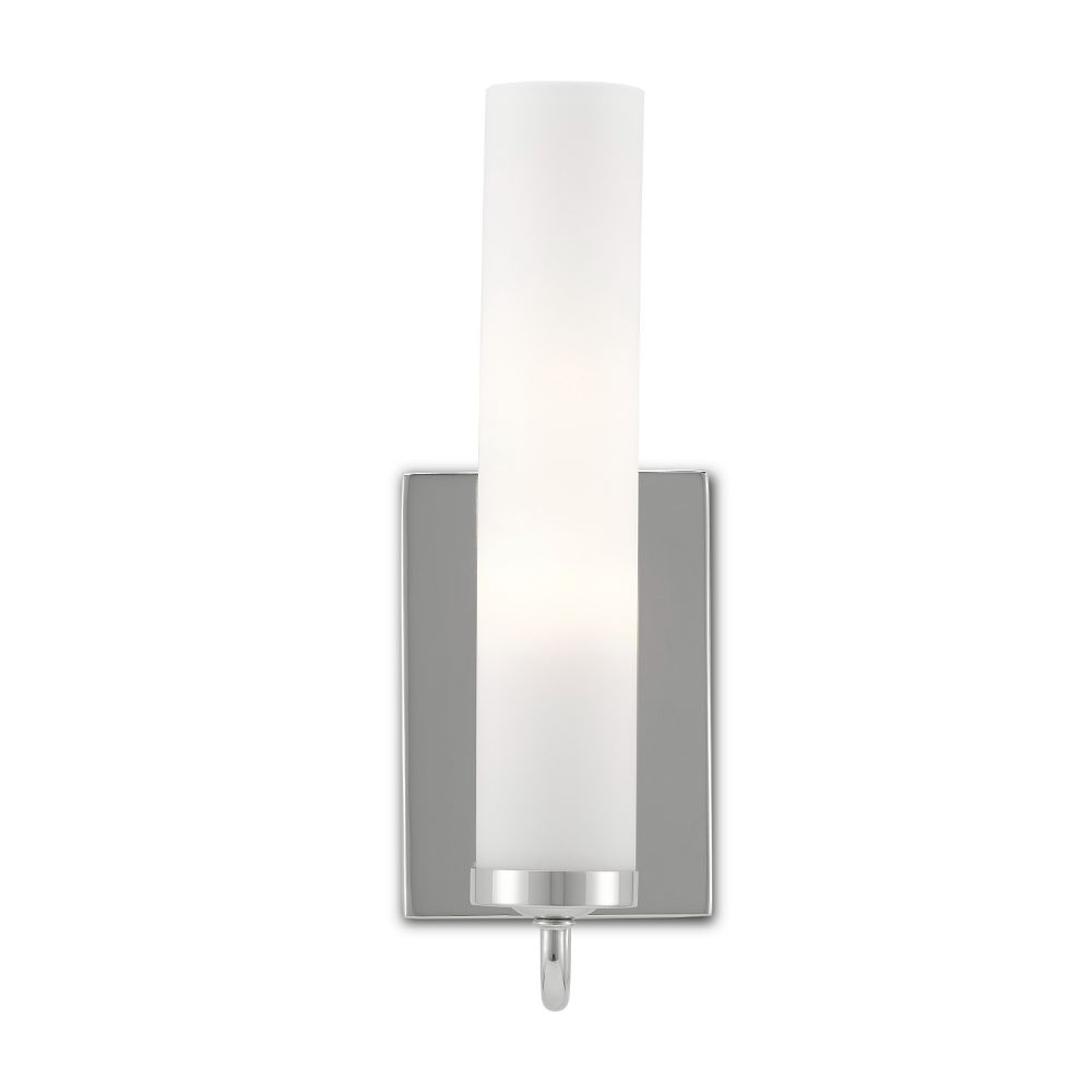 Currey & Company 5800-0011 Brindisi Nickel Wall Sconce in Polished Nickel/Opaque Glass