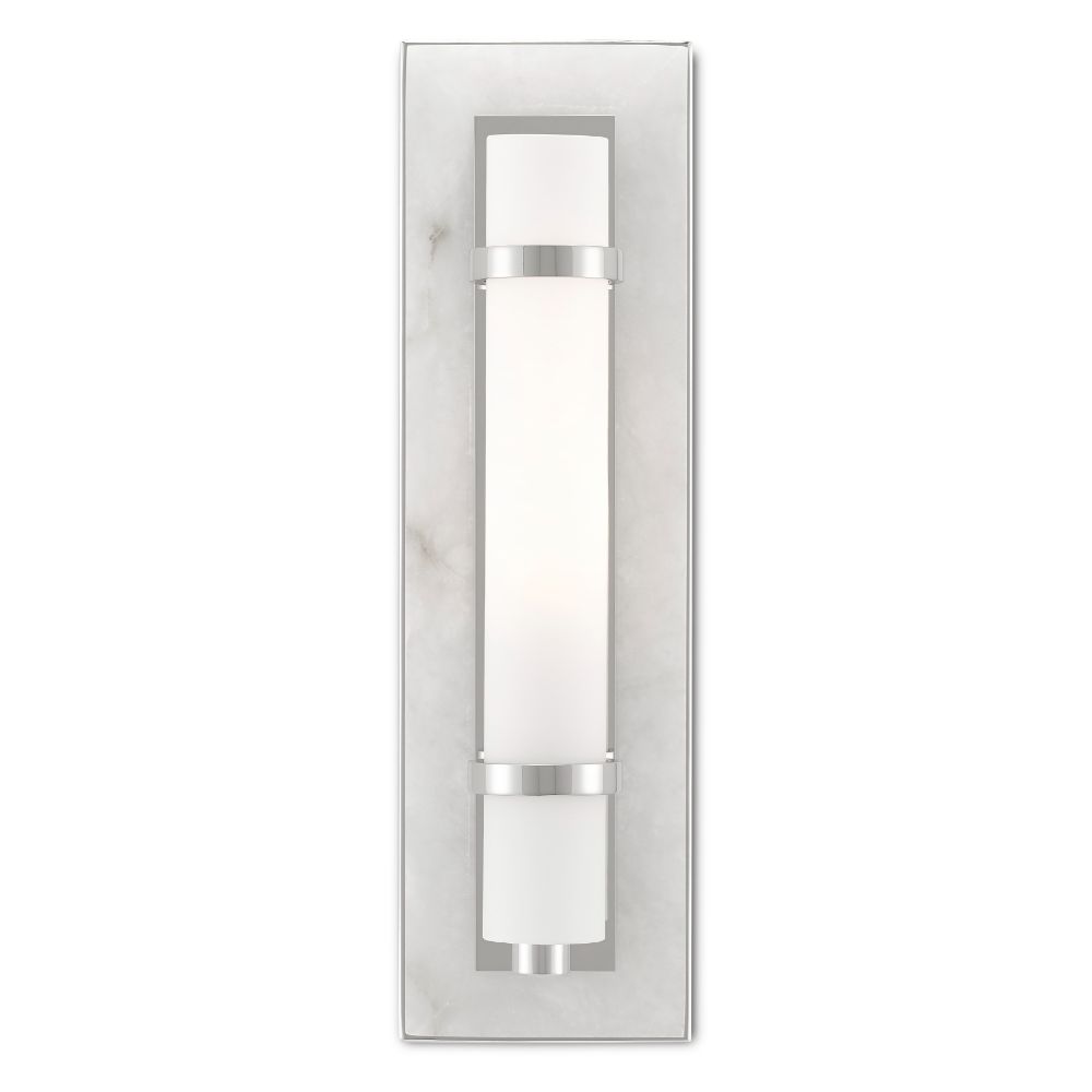 Currey & Company 5800-0017 Bruneau Nickel Wall Sconce in Natural Alabaster/Polished Nickel/Opaque/White