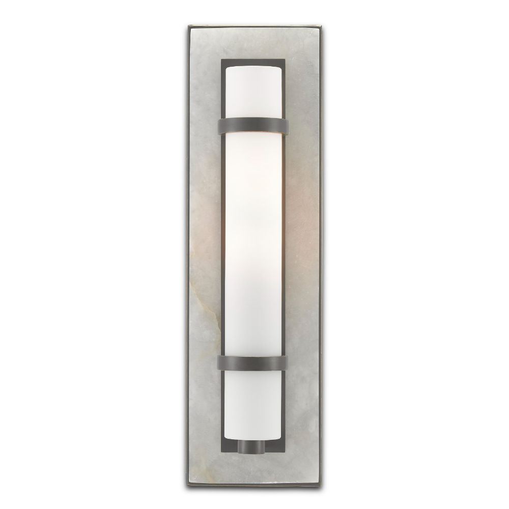 Currey & Company 5800-0018 Bruneau Bronze Wall Sconce in Natural Alabaster/Oil Rubbed Bronze/Opaque/White