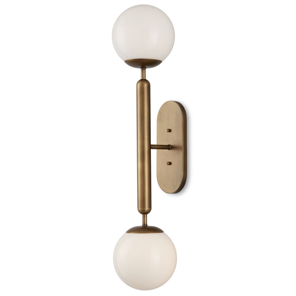 Currey and Company 5800-0034 Barbican Double-Light Brass Wall Sconce