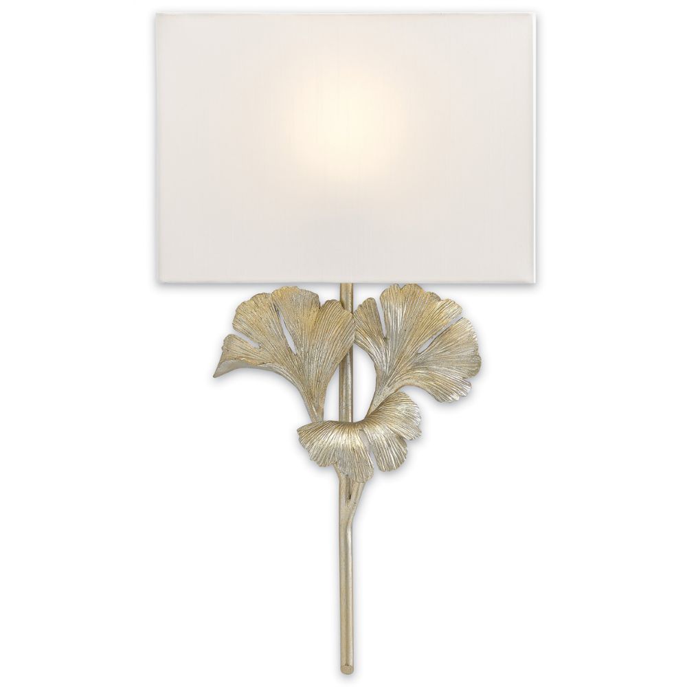 Currey & Company 5900-0009 Gingko Silver Wall Sconce in Distressed Silver Leaf