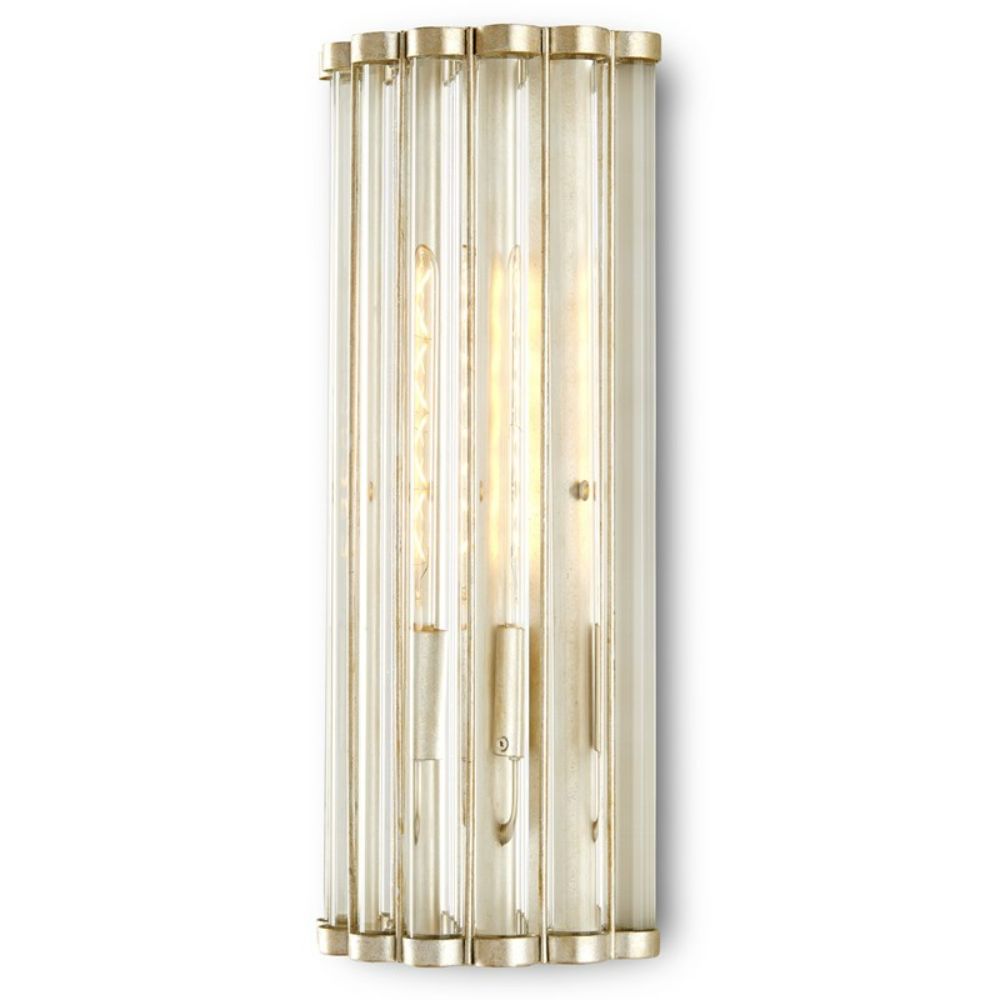 Currey & Company 5900-0047 Warwick Tall Wall Sconce in Contemporary Silver Leaf/Clear