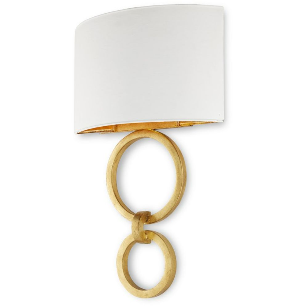 Currey & Company 5900-0048 Bolebrook White Wall Sconce in Gesso White/Contemporary Gold Leaf