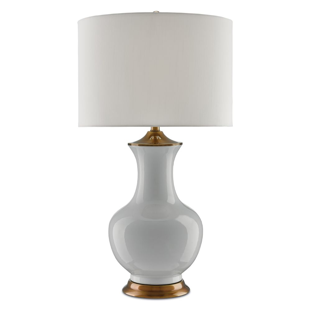 Currey & Company 6000-0020 Lilou White Table Lamp in White/Antique Brass