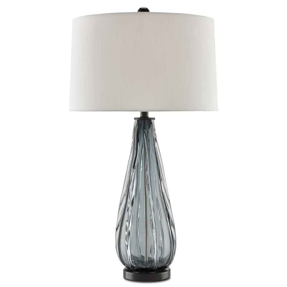 Currey & Company 6000-0027 Nightcap Table Lamp in Blue-Gray/Clear/Black