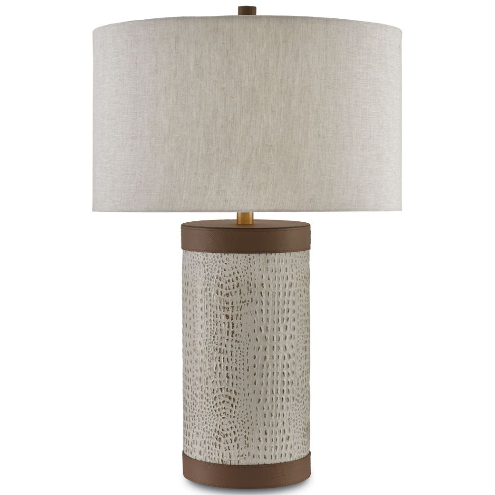 Currey & Company 6000-0038 Baptiste Table Lamp in Ivory/Brown/Brushed Brass