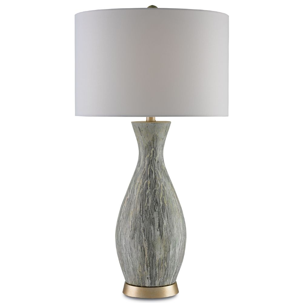 Currey & Company 6000-0049 Rana Table Lamp in Light Green/White/Silver Leaf