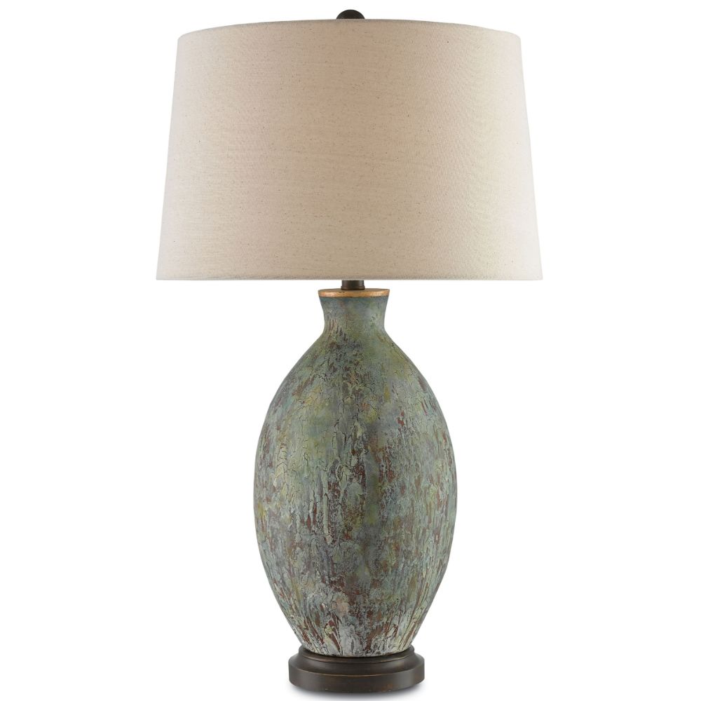 Currey & Company 6000-0050 Remi Table Lamp in Green/Dark Red/Bronze Gold