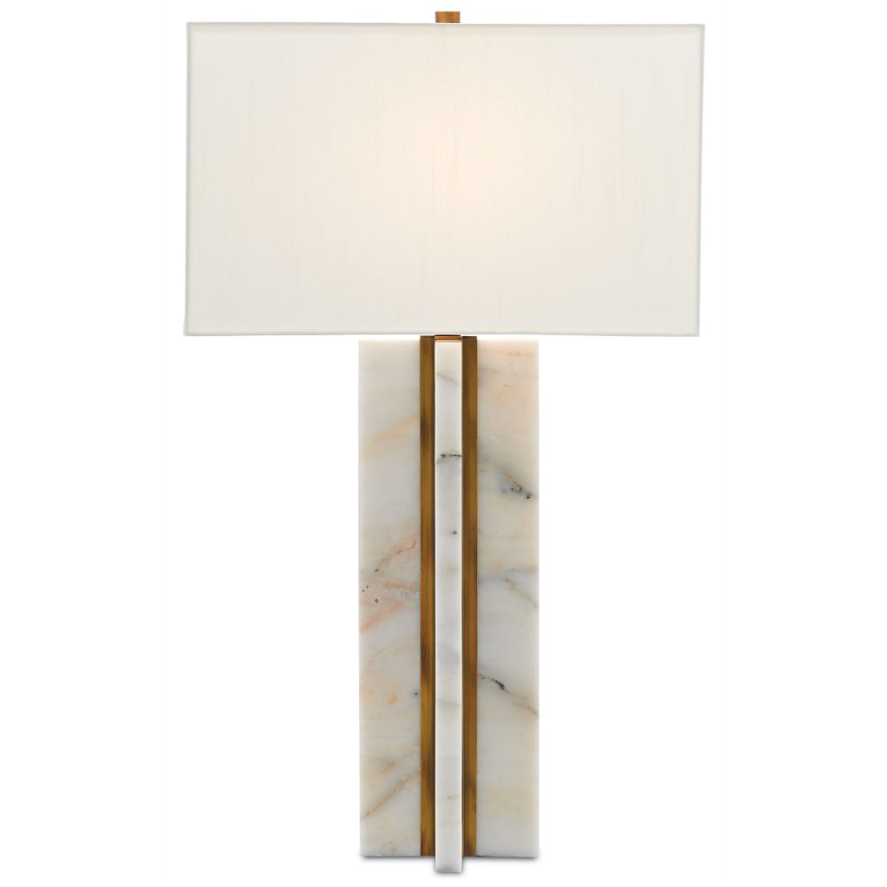 Currey & Company 6000-0250 Khalil Table Lamp in Marble/Antique Brass