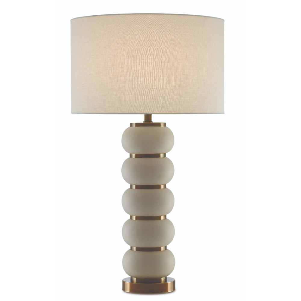 Currey & Company 6000-0276 Luko Table Lamp in White Mud/Antique Brass