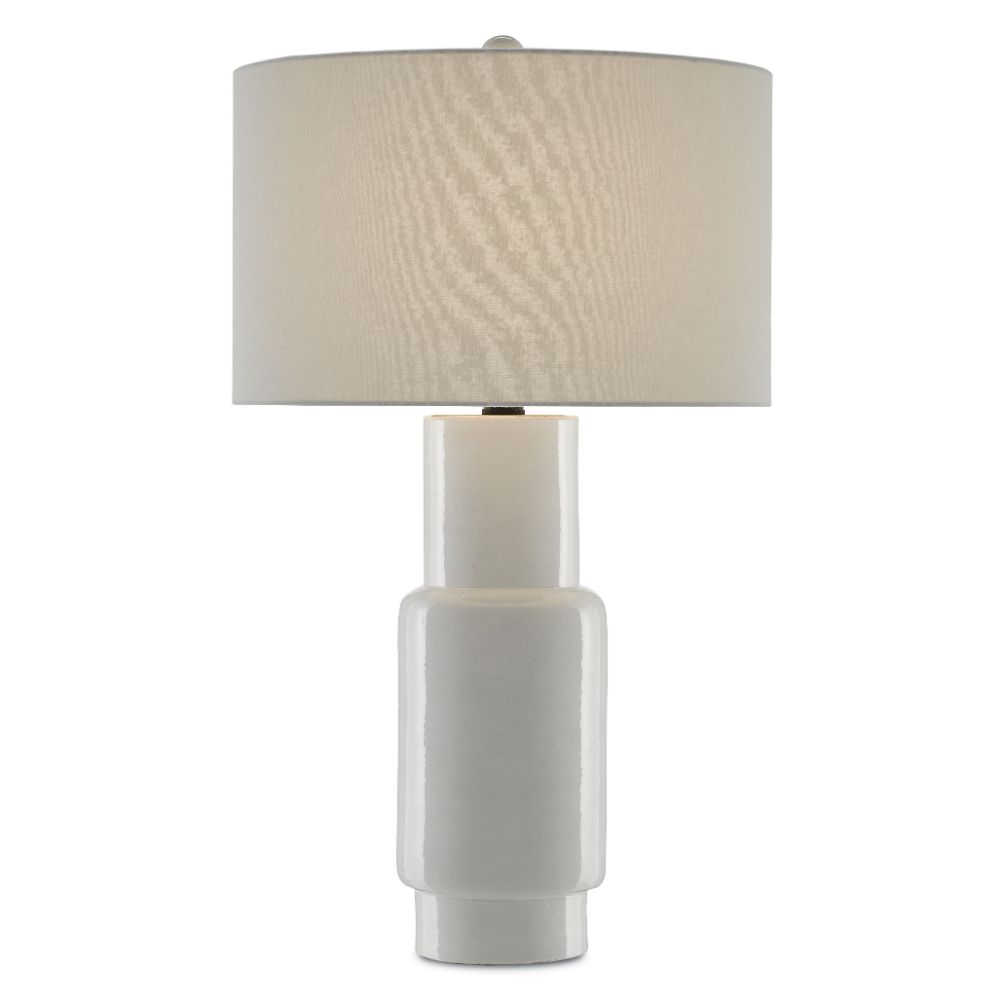 Currey & Company 6000-0300 Janeen White Table Lamp in White/Satin Black