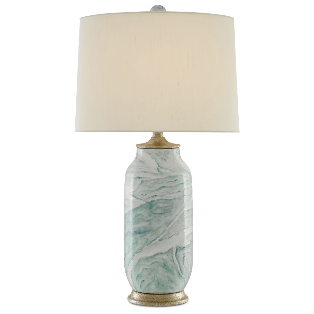 Currey & Company 6000-0339 Sarcelle Table Lamp in Sea Foam/Harlow Silver Leaf