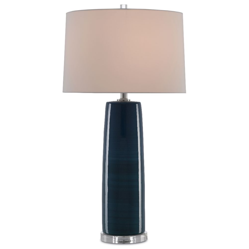 Currey & Company 6000-0370 Azure Table Lamp in Navy/Polished Nickel