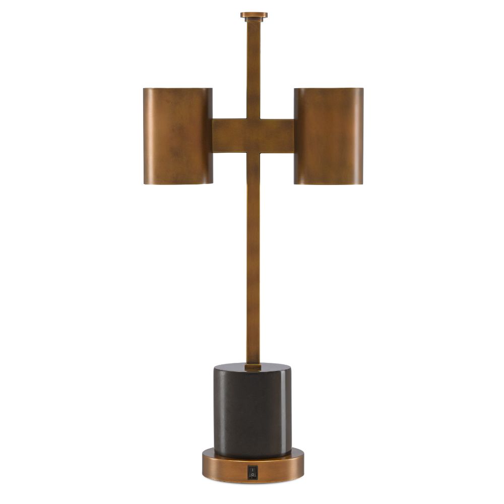 Currey & Company 6000-0448 Kiseu Table Lamp in Antique Brass/Black