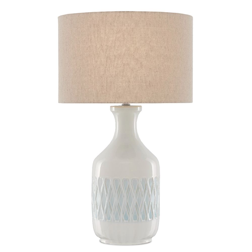 Currey & Company 6000-0516 Samba White Table Lamp in White/Sky Blue