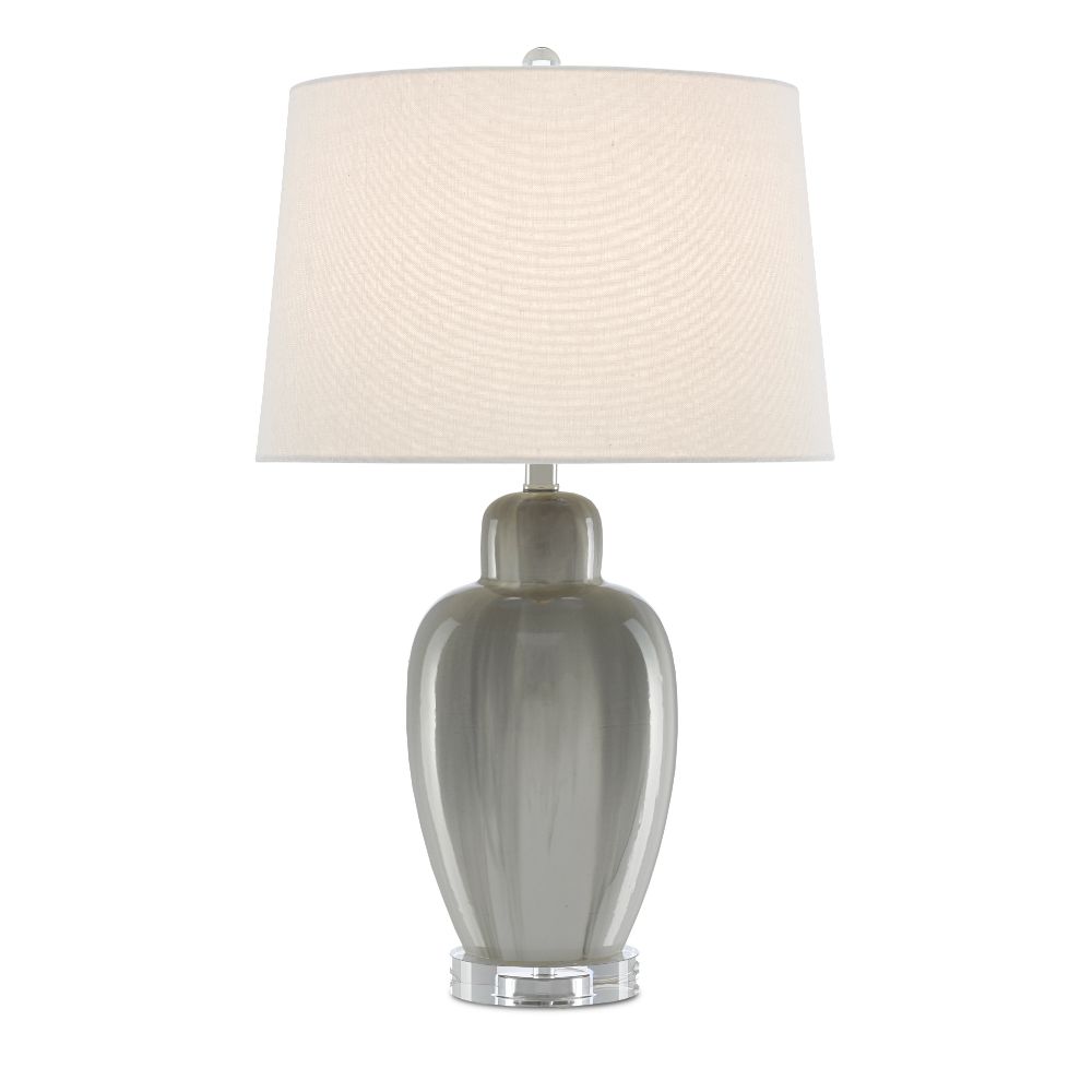Currey & Company 6000-0585 Solita Gray Table Lamp in Gray/White/Clear/Polished Nickel