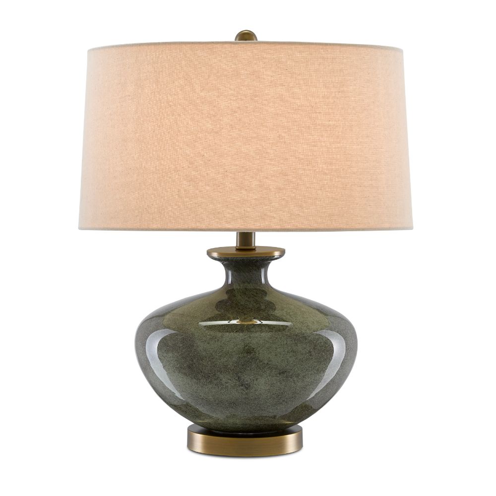 Currey & Company 6000-0601 Greenlea Table Lamp in Dark Gray/Moss Green/Antique Brass