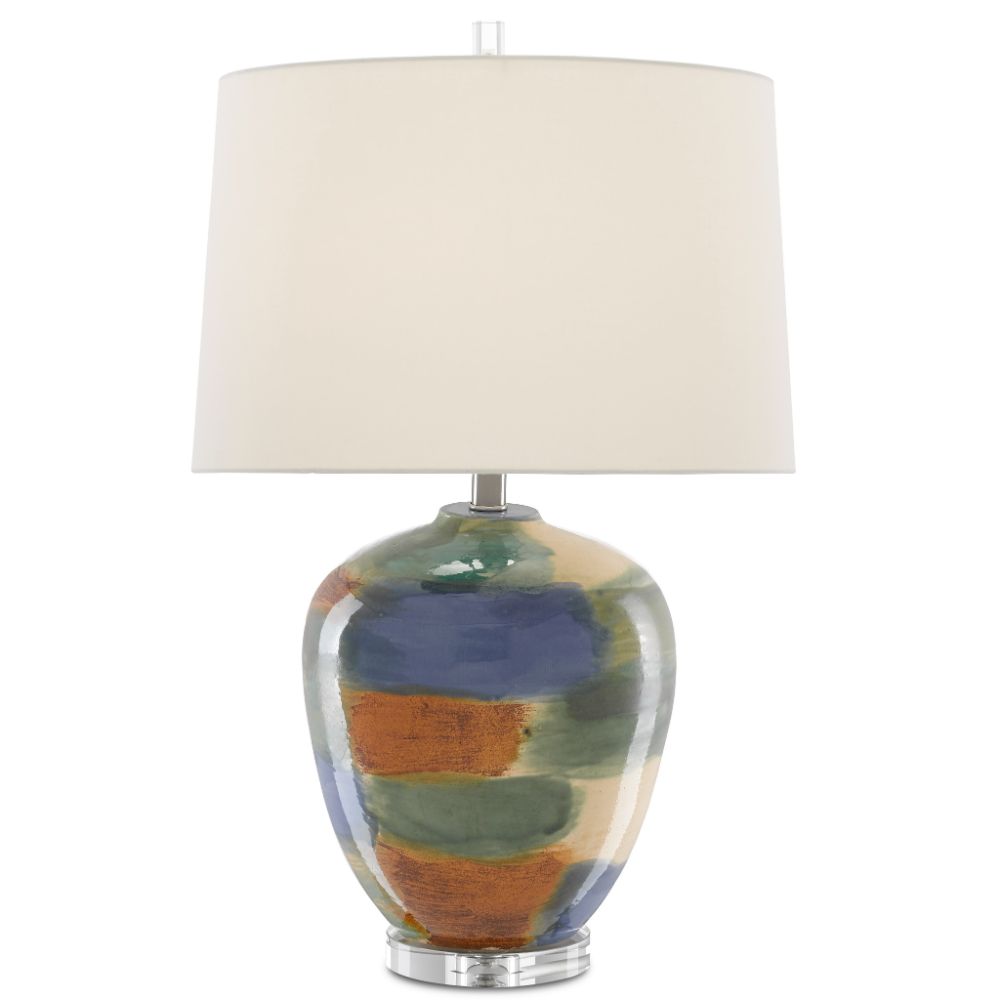 Currey & Company 6000-0613 Rainbow Table Lamp in Blue/Green/Sand/Rust/Clear
