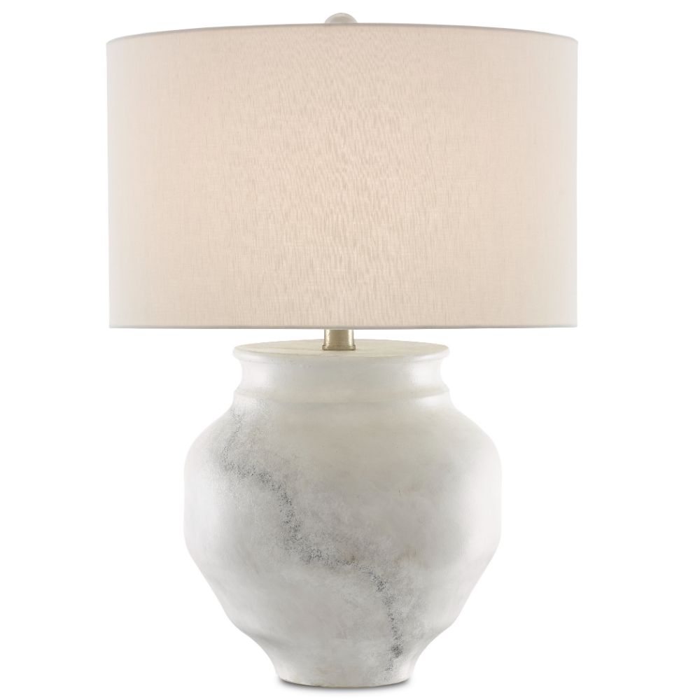 Currey & Company 6000-0623 Kalossi Table Lamp in Painted White/Painted Gray/Contemporary Silver Leaf