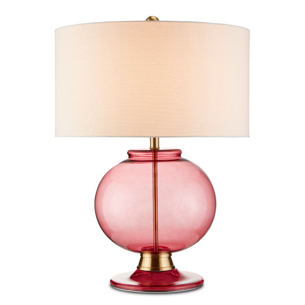 Currey & Company 6000-0717 Jocasta Red Table Lamp in Clear Red/Brass
