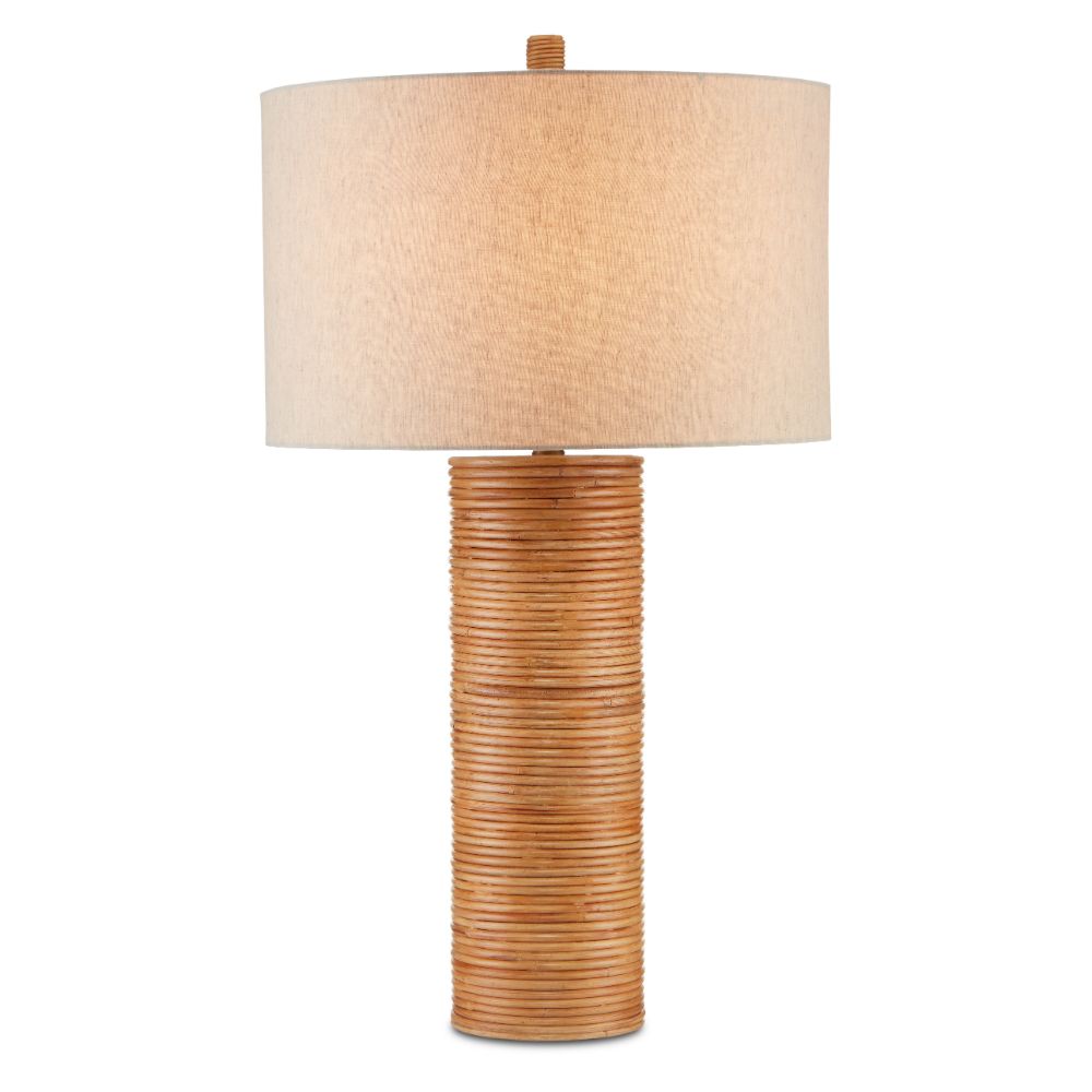 Currey & Company 6000-0735 Salome Table Lamp in Brass/Natural Rattan