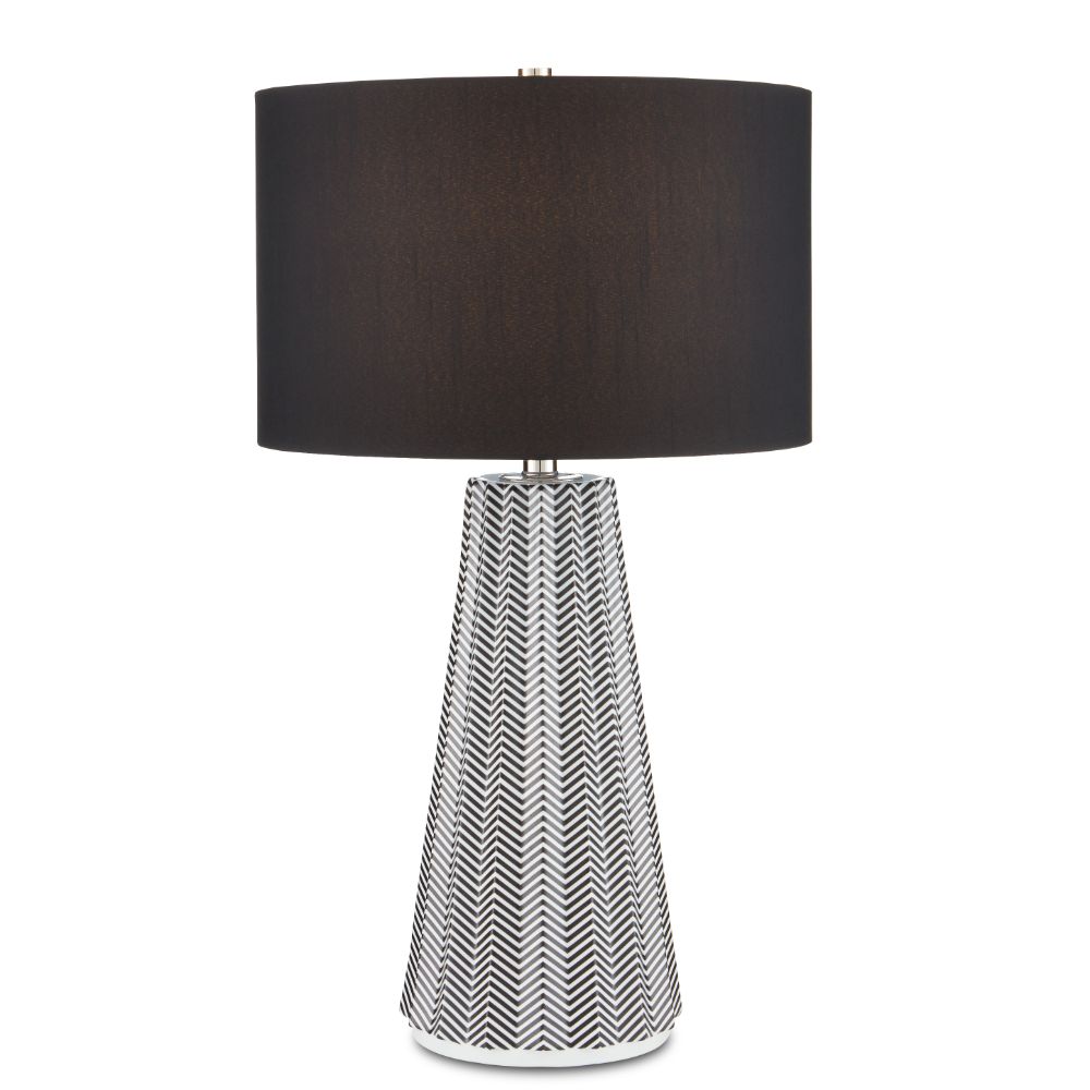 Currey & Company 6000-0762 Orator Table Lamp in Black / White / Polished Nickel