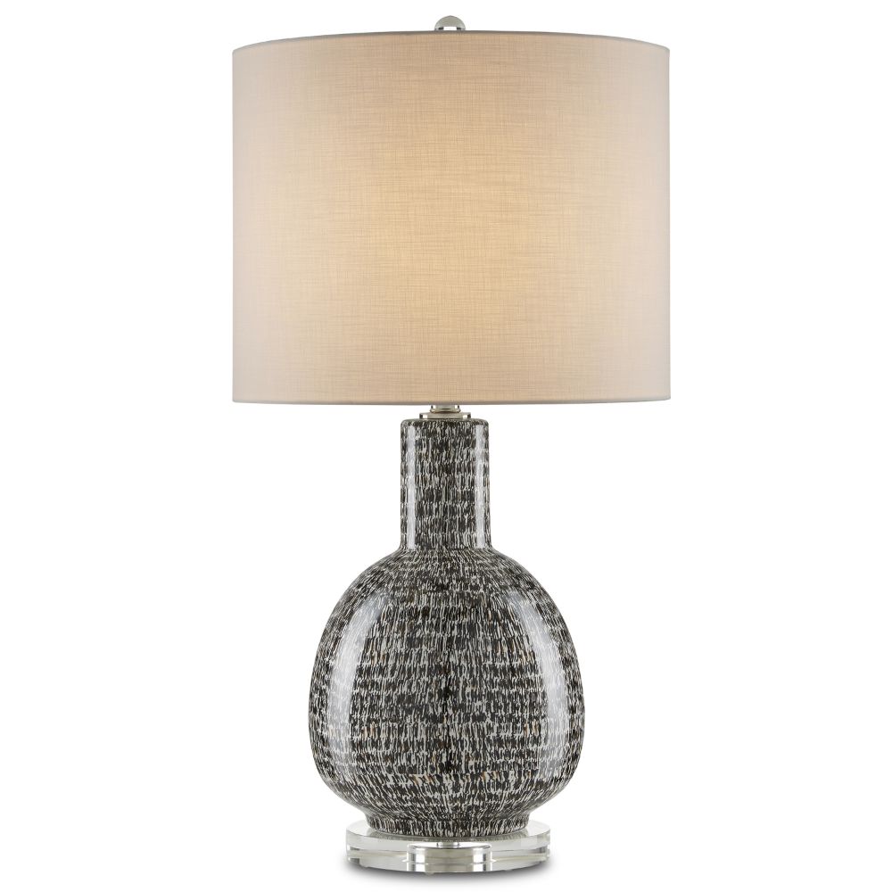 Currey & Company 6000-0790 Marbury Table Lamp in Black/White/Clear/Polished Nickel