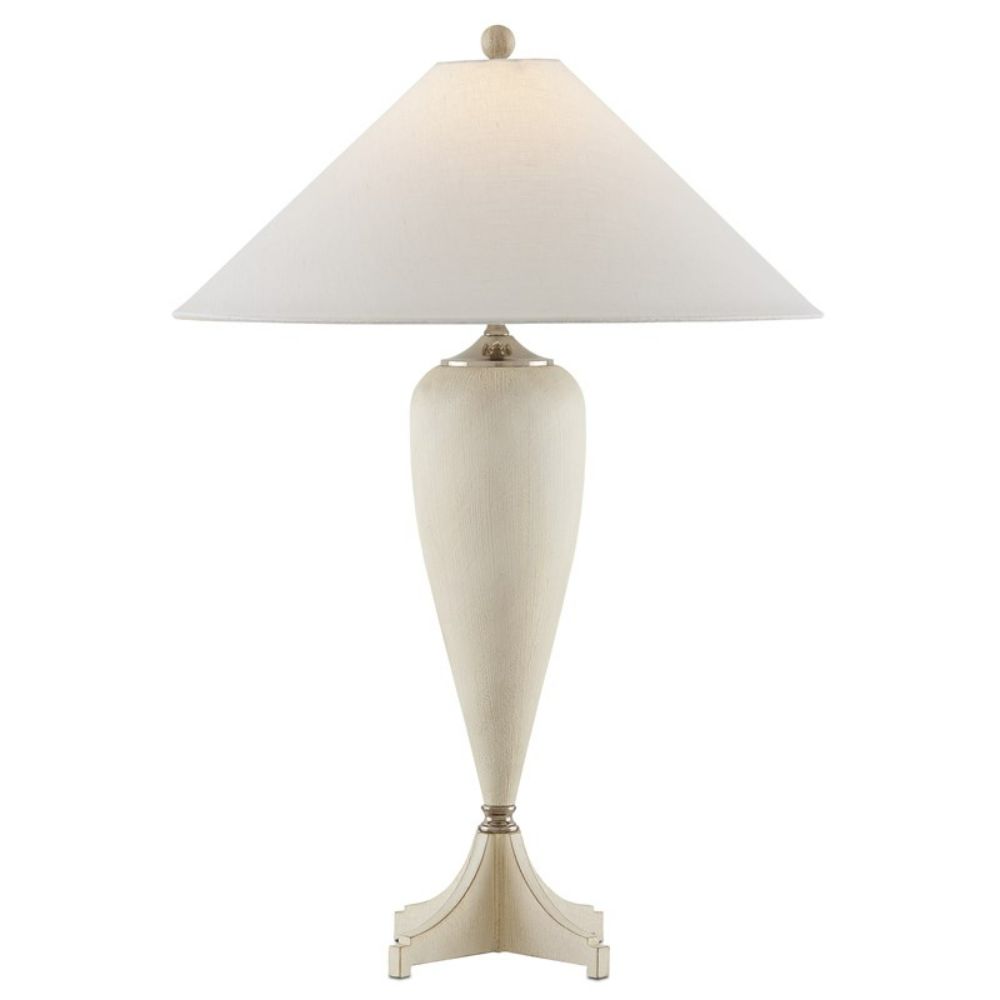Currey & Company 6000-0792 Hastings Table Lamp in Whitewash/Polished Nickel