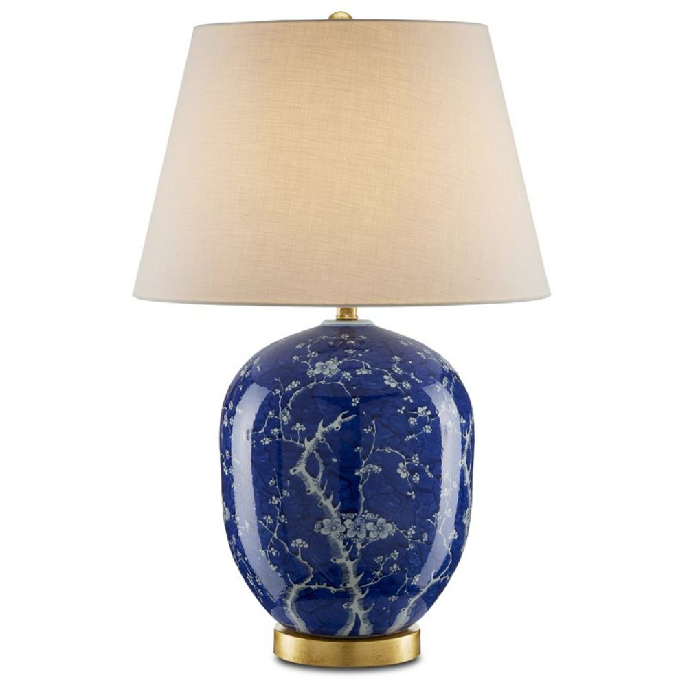 Currey & Company 6000-0793 Sakura Table Lamp in Blue/White/Gold Leaf