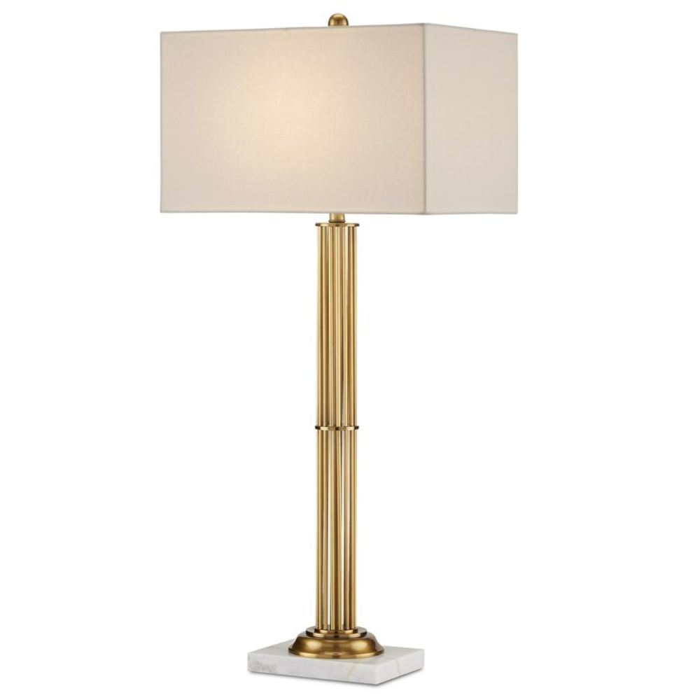 Currey & Company 6000-0808 Allegory Table Lamp in Antique Brass/White Marble